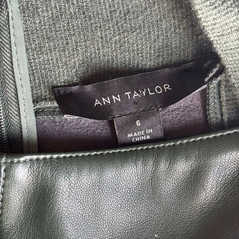 Ann Taylor faux leather mixed media sweater dress green size 6 - Picture 6 of 9